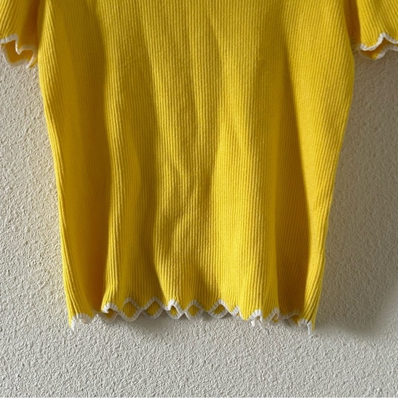 12th Heart Women’s Ribbed Top Sz Large Yellow Scallop Trimmings Coquette Cutesy - Picture 6 of 14